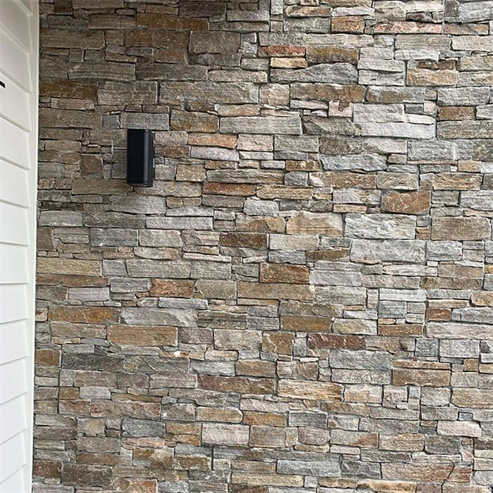 Сив и ръждив кварцит, строителен естествен камък JRN-4649